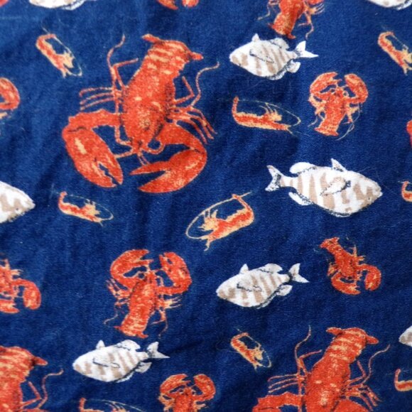Sunrise Kingdom Navy Blue Lobster Fish Design Short Sleeve Button Down L #521 - Picture 3 of 9
